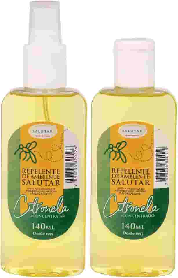 Kit Repelente de Citronela Natural Salutar, longa duração para Ambiente Moscas, Mosquitos, Pernilongos, Borrachudo