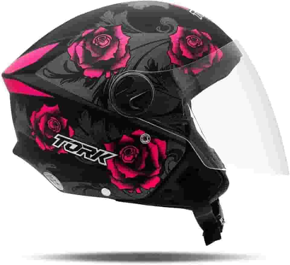 CAPACETE ABERTO PRO TORK NEW LIBERTY 3 FLOWERS FOSCO ROSA - PRETO TAM. 58