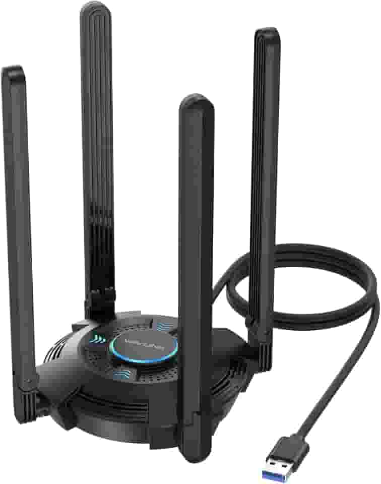 WAVLINK AX5400 Adaptador USB WiFi para PC, adaptador USB WiFi 6 com Tri-Band 6GHz/2402Mbps, 5GHz/2402Mbps, 2,4GHz/573Mbps, 4x5 dBi antenas, OFDMA, WPA3, apenas para Windows 11/10