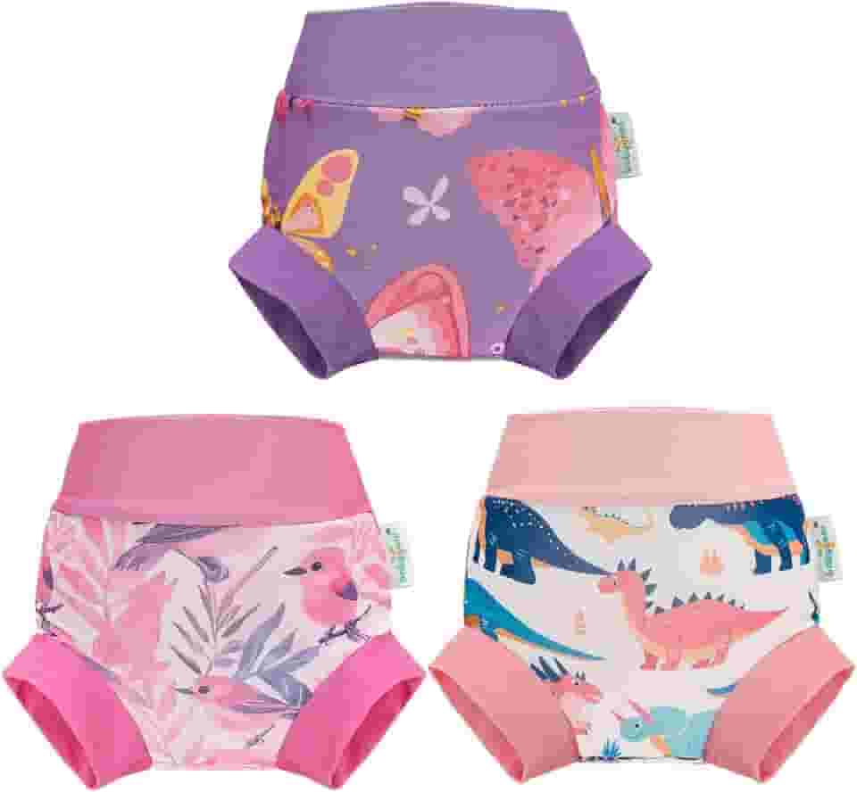 Babygoal Fraldas de natação reutilizáveis para bebês, pacote com 3, ajustáveis, laváveis, impermeáveis para recém-nascidos a meninos e meninas de 3 anos, 3YKS05-6-12M-B