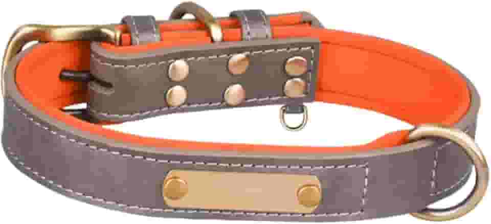 Colar personalizado para cachorro, etiqueta de identificação gravada, colar com placa de identificação gravável para coelhos, Gray S