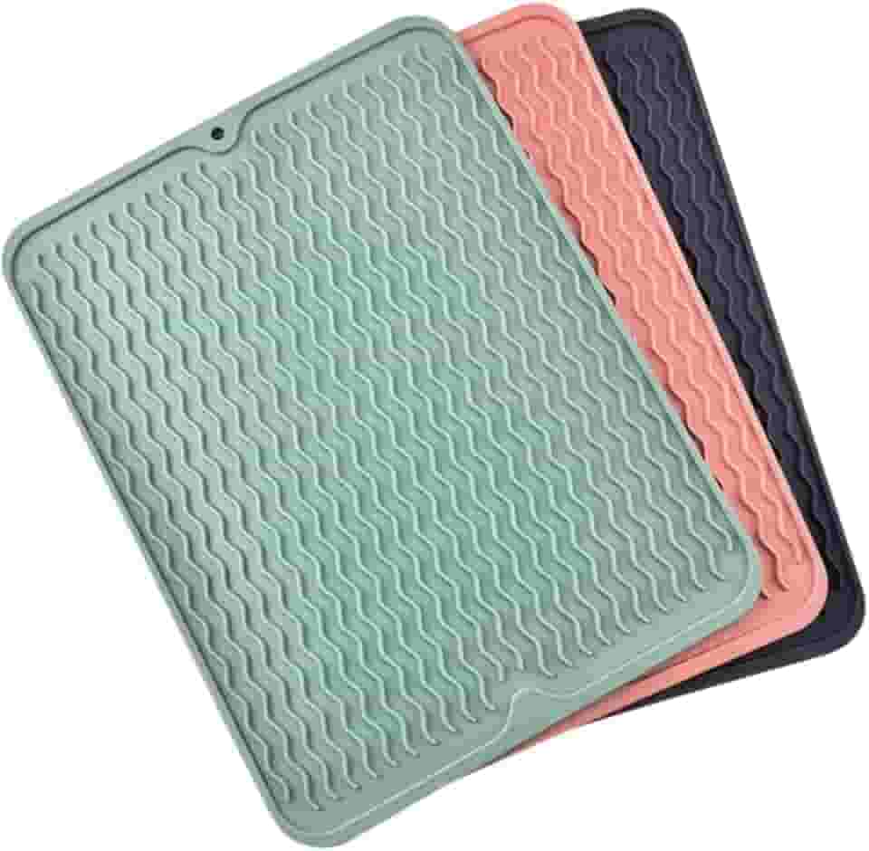 Tapete de Secagem e Escorredor de Louça em Silicone Resistente ao Calor 40x30, Útil para Proteger Superfícies e Facilitar a Secagem (Rosa)