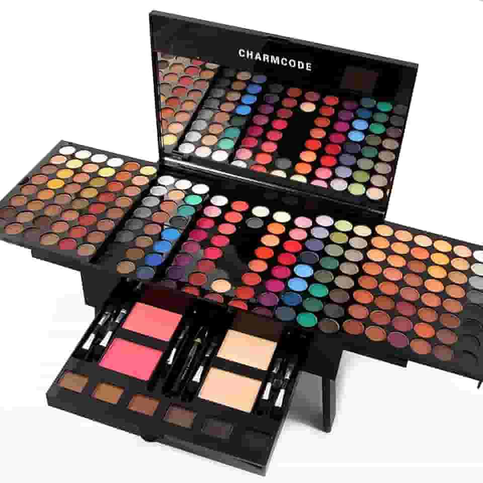 CHARMCODE Conjunto de paleta de maquiagem cosmética de 190 cores, combinação com sombra, blush facial, pó para sobrancelhas, corretivo, lápis delineador, um espelho, presente de maquiagem