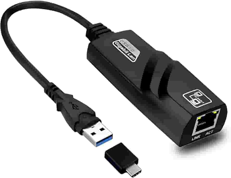 Adaptador de Rede USB 3.0 para RJ45 Gigabit 1000 Mbps com Chip Integrado – Placa de Rede Externa Plug & Play para Windows, Mac, Linux, Notebook e PC + Adaptador USB-C Incluso