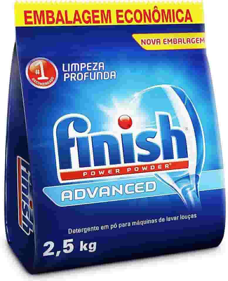Finish Advanced Detergente para Lava Louças em Pó, Sabão Limpeza Profunda, 2,5kg