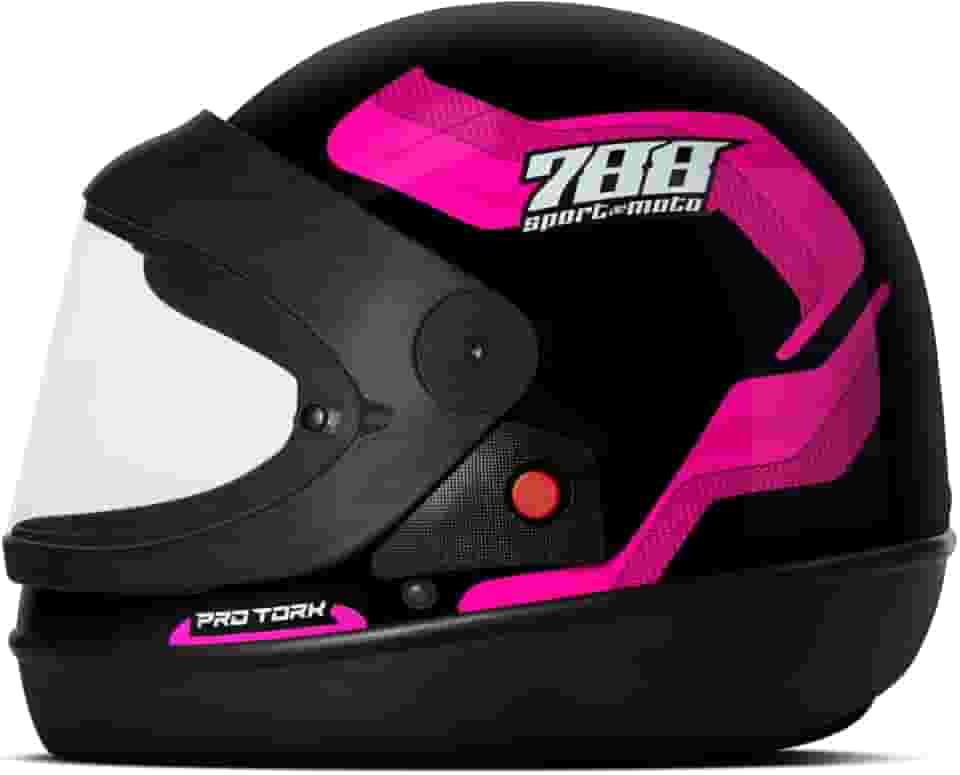 CAPACETE FECHADO PRO TORK SPORT MOTO 788 PRETO - ROSA TAM. 56