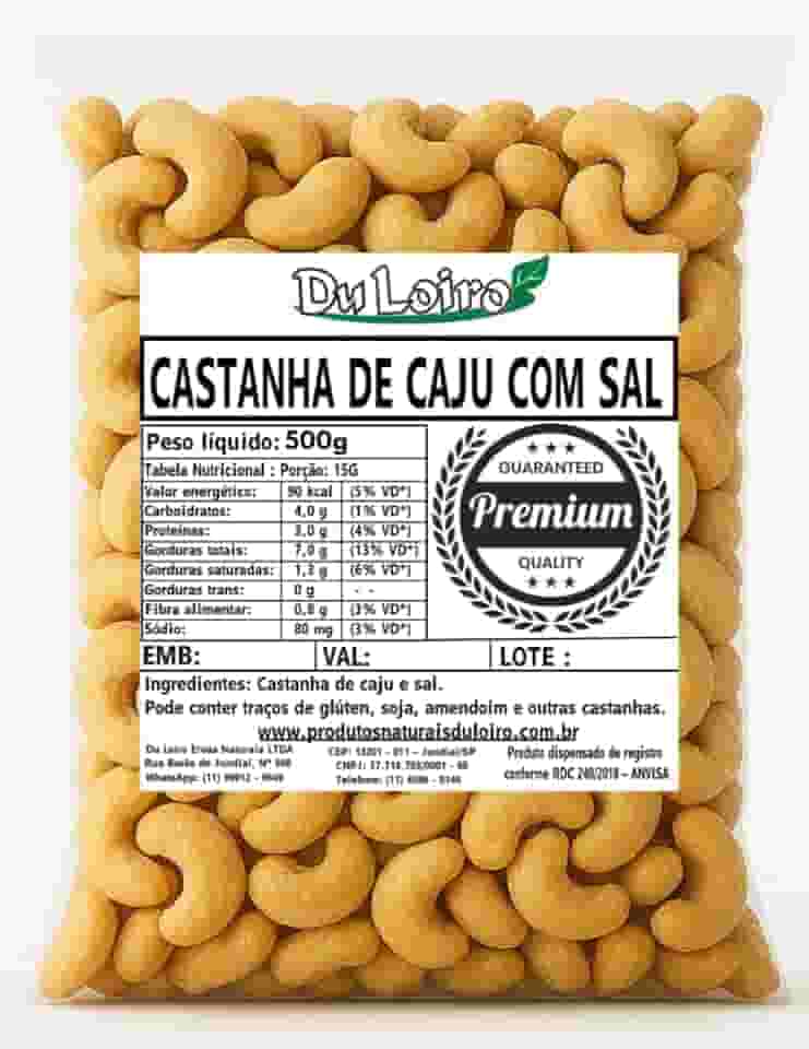 Castanha de Caju Torrada Inteira Com Sal – W1 Premium (500g)