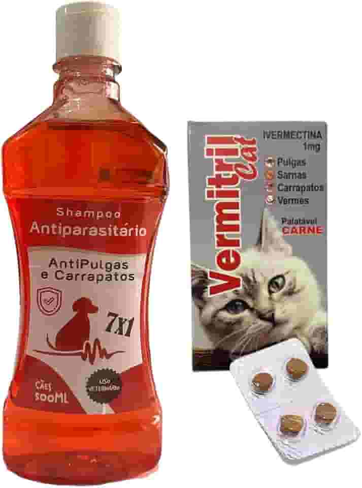 Kit anti pulgas para gatos - 4 Comprimidos mastigáveis + Shampoo 7 em 1
