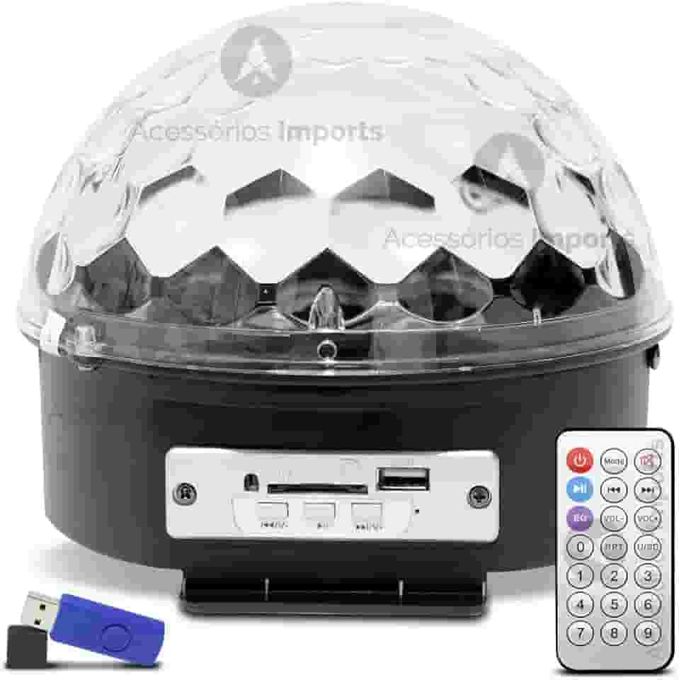 Globo Bola Maluca LED Magic Cristal Rgb Festas Mp3 Controle