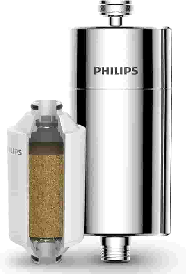 Philips Filtro de Chuveiro, Amaciante de Água com Malha Dupla e Material KDF Certificado NSF, Reduzindo Cloro/Impurezas/Sedimentos de Ferrugem para Chuveiro