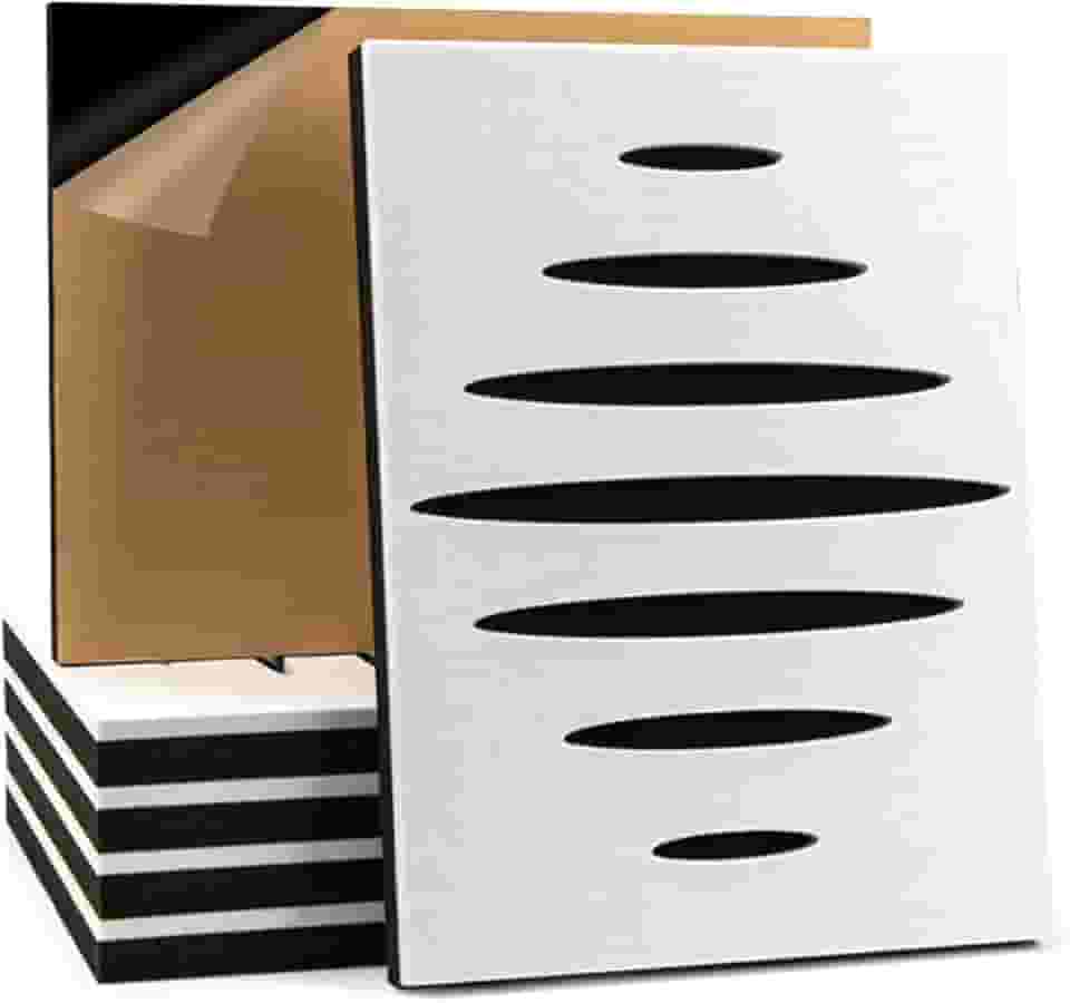 Art3d Pacote com 6 painéis acústicos autoadesivos à prova de som para parede, bloco de ruído com design ondulado de 40,6 x 30,5 cm com poliéster e espuma para quarto, estúdio, escritório