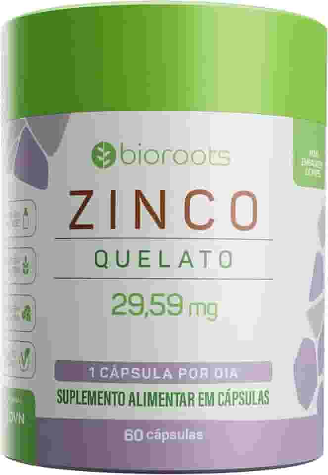 Zinco Quelato 30 mg 30 Cápsulas - Bioroots - Antioxidante e Imunidade