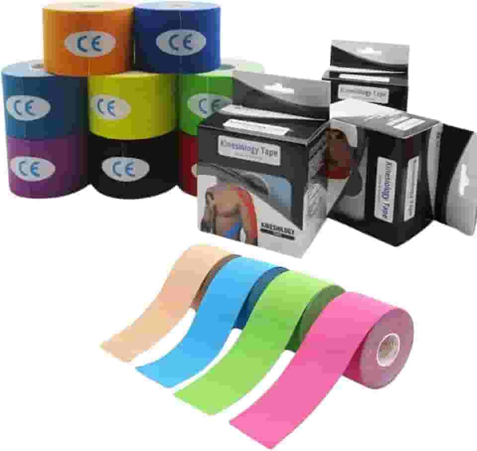 Kit 2 Fita Kinesio Tape Bandagem Elástica Adesiva Kinesiológica Para Fisioterapia Lesões Esportivas Alívio Dores Resistente à Água 5m Cores Sortidas | Premium MyBrins