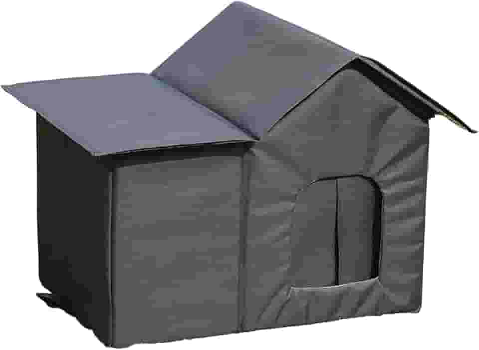 Casinha para Gatos de Rua ao Ar Livre, Abrigo para Gatos Selvagens, Casinha Quente, Cortina ao Vento em Tecido Oxford à Prova de