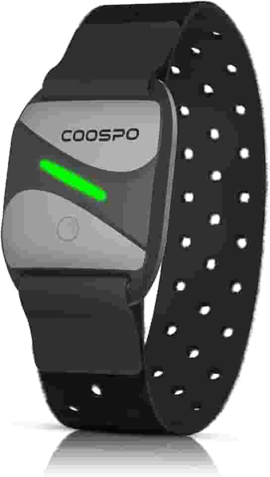 COOSPO Pulseira para monitor de frequência cardíaca HW807, Bluetooth 5.0 ANT+ HRM com indicador LED de zona de frequência cardíaca, monitoramento de batimentos cardíacos HRV para treinamento físico