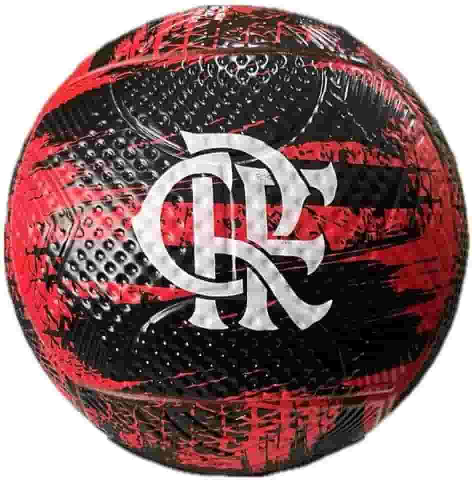Bola de Futebol de Campo Flamengo Oficial - Tamanho 5, Costurada, PVC, Vermelha e Preta