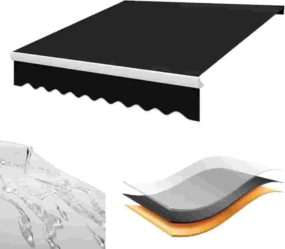 Toldo Retrátil, Abrigo De Cobertura De Toldo Retrátil Manual Ao Ar Livre, Sombra Solar Do Pátio Poliéster Resistente à água, Toldo Do Pátio Externo Sombra Do Sol Retrátil, Grey, (10x8.2ft)3x2.5m