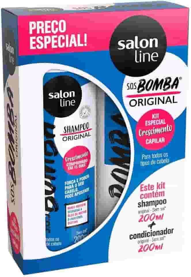 Salon Line, Kit Shampoo e Condicionador, SOS Bomba, Crescimento Capilar, Combate a Queda - Todos os Tipos de Cabelos, 200 ml cada