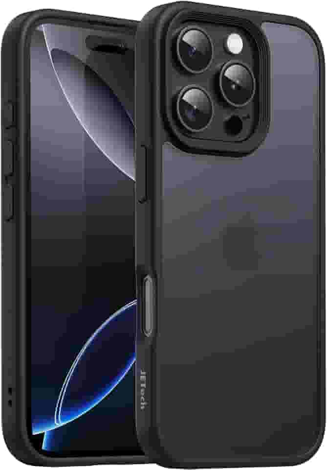 JETech Capa Matte para iPhone 16 Pro Max 6,9 Polegadas, Case Proteção Contra Quedas de Nível Militar à Prova de Choque, Capinha Traseira Translúcida Fosca, Anti-Impressão Digital (Preto)