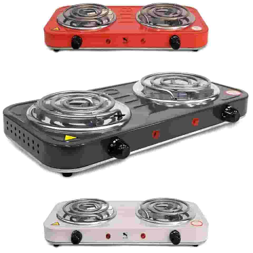 Fogão Elétrico Fogareiro Portátil Cooktop 2 Bocas 2000w 220V (VERMELHO)
