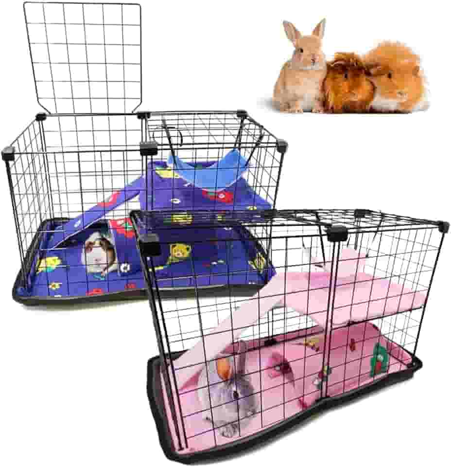 Cercado para Porquinho da Índia 30x60x40cm Mini Andar Completo com Acessórios Soft Toca e Rede Gaiola com Rampa (Cercado Preto e Acessórios Macho)