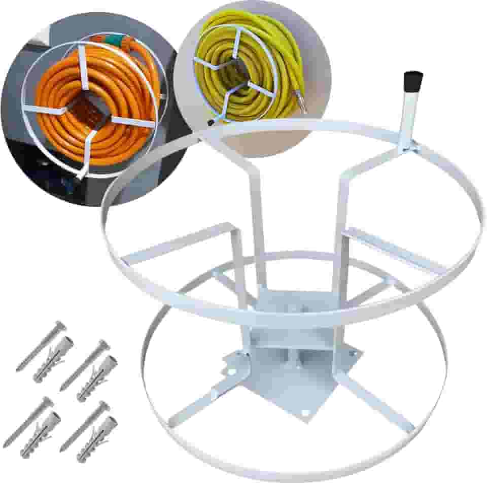 CASA DIAS Enrolador de Mangueira Giratório Metal 30 Metros Branca