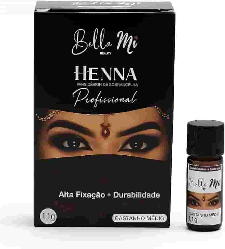 Henna para Sobrancelhas Bella Mi – Definição, Preenchimento e Durabilidade Profissional (Castanho Médio)