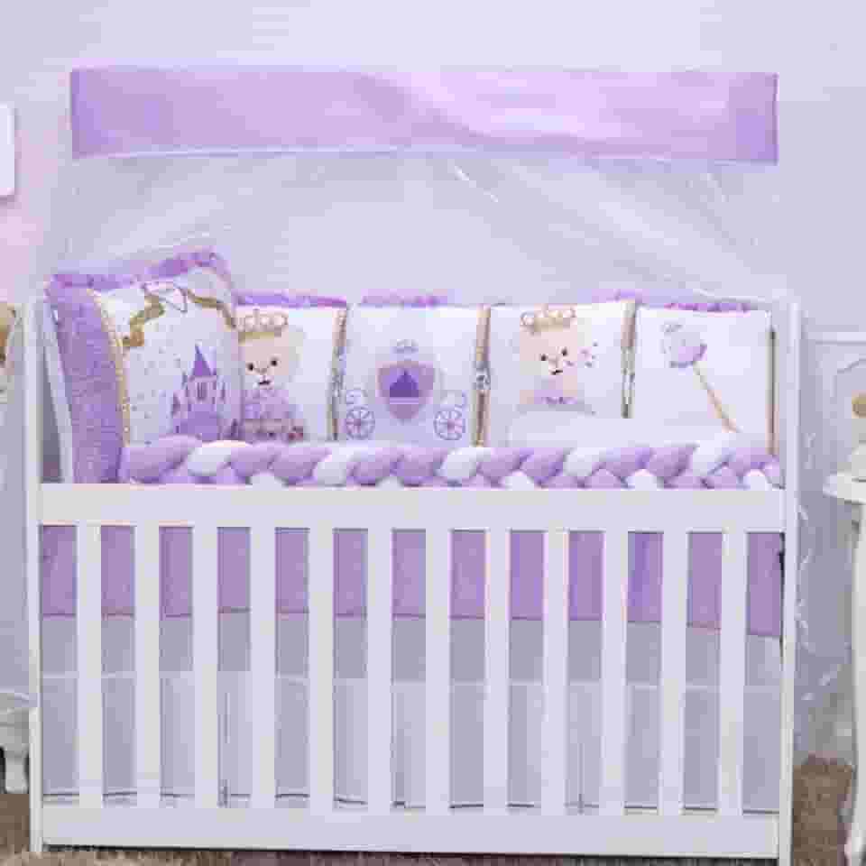 Kit Berço Sublimado12 Peças - Conforto e Estilo para o Enxoval do Bebê (Castelo Lilás)