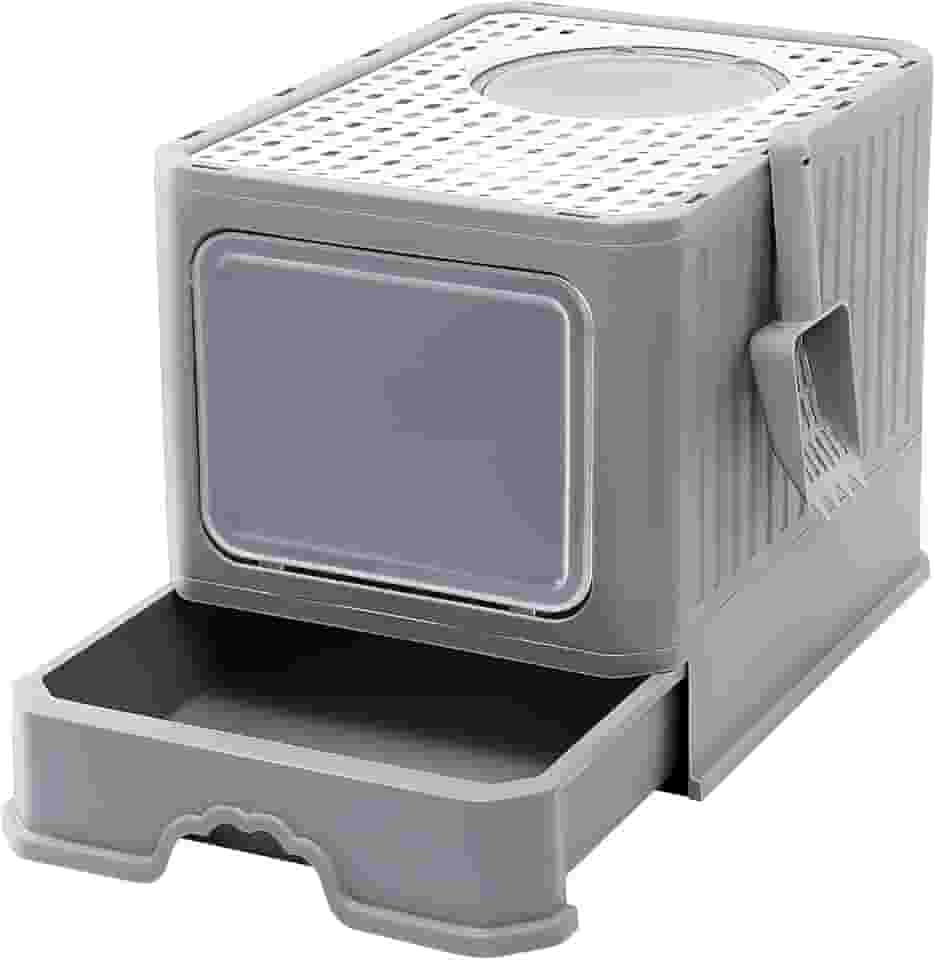 Caixa de Areia Fechada para Gatos, Banheiro Sanitário com Pá, Toalete para Felinos