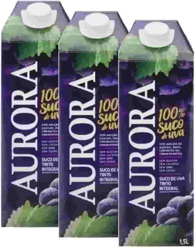Suco de Uva Aurora Tinto Integral 100% Suco 1,5L Tetra Pak c/ 3 Und