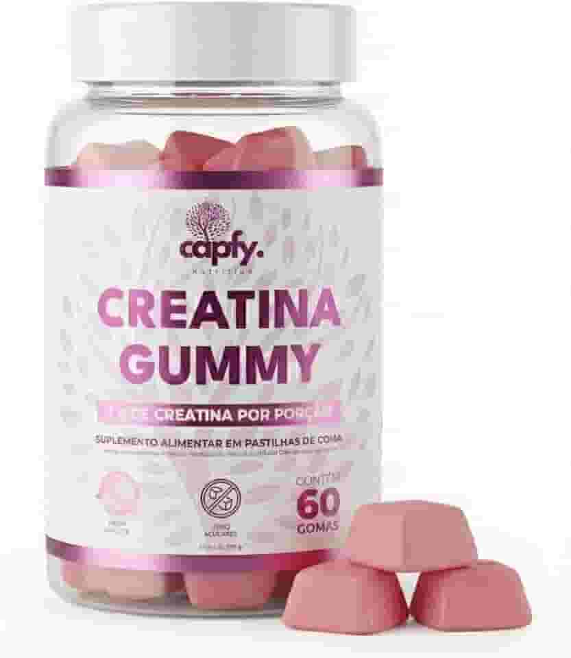 Creatina Gummy Capfy Nutrition 60 Gomas Zero Açúcar Sabor Chiclete 100% Pura 3g de Creatina Monohidratada por Dose
