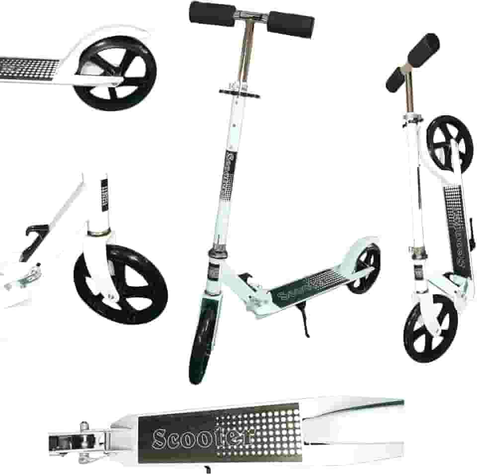 Patinete Adulto Jovens Scooter 2 Rodas Até 100 Kg Criança Adolescente Portátil Dobravél Resistente - Branco