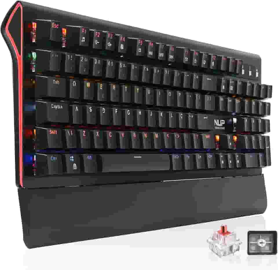 Teclado Mecânico Gamer Switch Red Led Rgb Rainbow 7 Cores 12 Funções Multimídia Anti Ghosting Abnt2 Usb para Pc Computador Notebook Mac