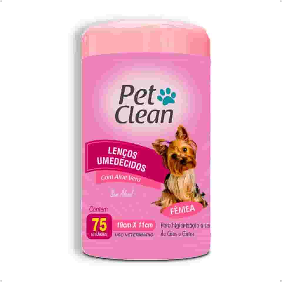 Lenço Umedecido Fêmea Toalhas Umedecidas para Cachorro e Gato Pet Clean 75 Unidades