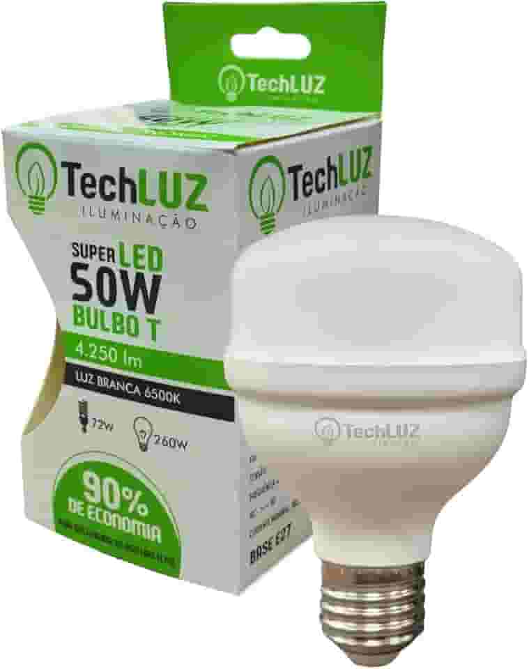 Lâmpada Led 50w Super Bulbo Alta Potência Bivolt Branco Frio- Techluz
