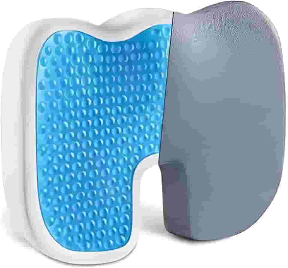 Almofada Ortopédica de Gel e Espuma de Memória 45x35x7cm Suporte Lombar e Cóccix Cinza