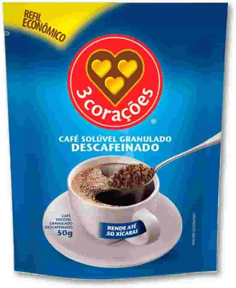 Café Descafeinado Solúvel Refil 3 Corações 50g