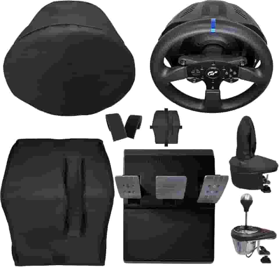 Qualicapas Kit de Capas Protetoras para Volante e Base T300RS GT Edition + Capa para Pedais T3PA + Capa para Câmbio TH8A Add-On Shifter Simulador Gamer Thrustmaster
