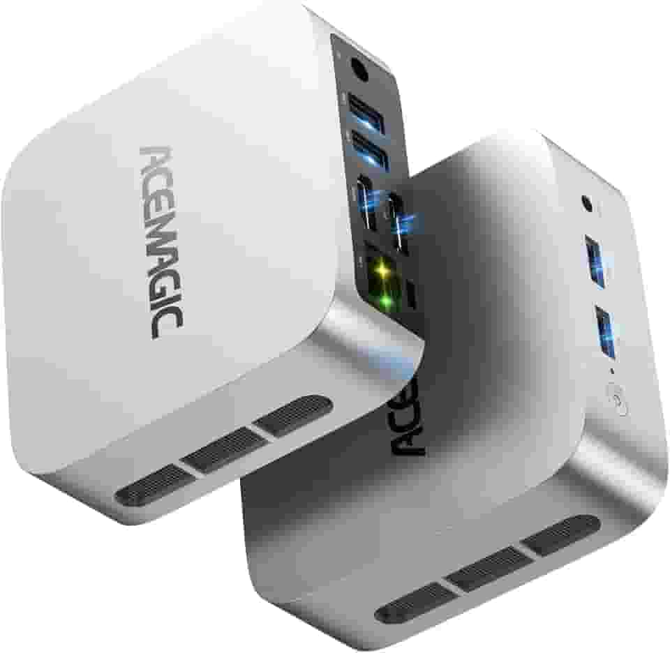 ACEMAGIC Mini PC Computadores 16GB DDR4 RAM 512GB SSD, N97 12ª geração Alder Lakec (Beat N100/N95, até 3,6GHz), Mini computador, desktop pequeno 4K Dual Display/WiFi/VESA para casa/escritório, SO