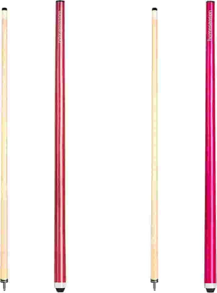 Conjunto de 2 tacos de sinuca de 147 cm com ponta de couro de fibra de 13 mm, 4 cores para iniciantes, comerciais e entretenimento doméstico