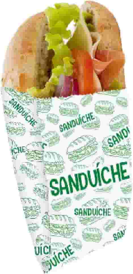 Saco Fundo Reto Mono 14X13,5X5 Sanduiche Food Service - Embalagem com 100 unidades.