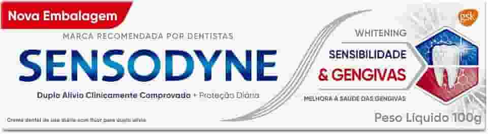 Sensodyne NOVO Creme Dental para Sensibilidade e Gengivas Whitening com Flúor, Clareamento Dental, 100g