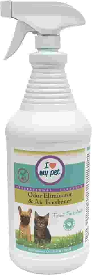 Eliminador de odores I Love My Pet, fórmula enzimática profissional para urina de gato e xixi de cachorro, 946 ml, aroma fresco da floresta