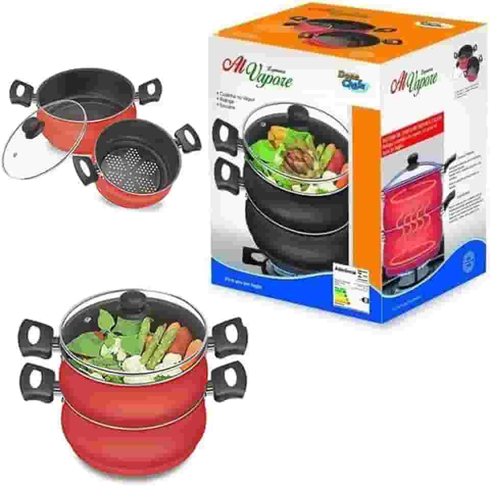 Panela Cozimento ao Vapor Nº18 Al Vapore Vermelha Dona Chefa