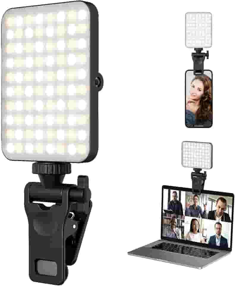 Luz de selfie recarregável e clipe de luz de telefone para iPhone – Luz LED de telefone com brilho ajustável, perfeita para selfies, maquiagem, TikTok, transmissão ao vivo e videoconferência, preto