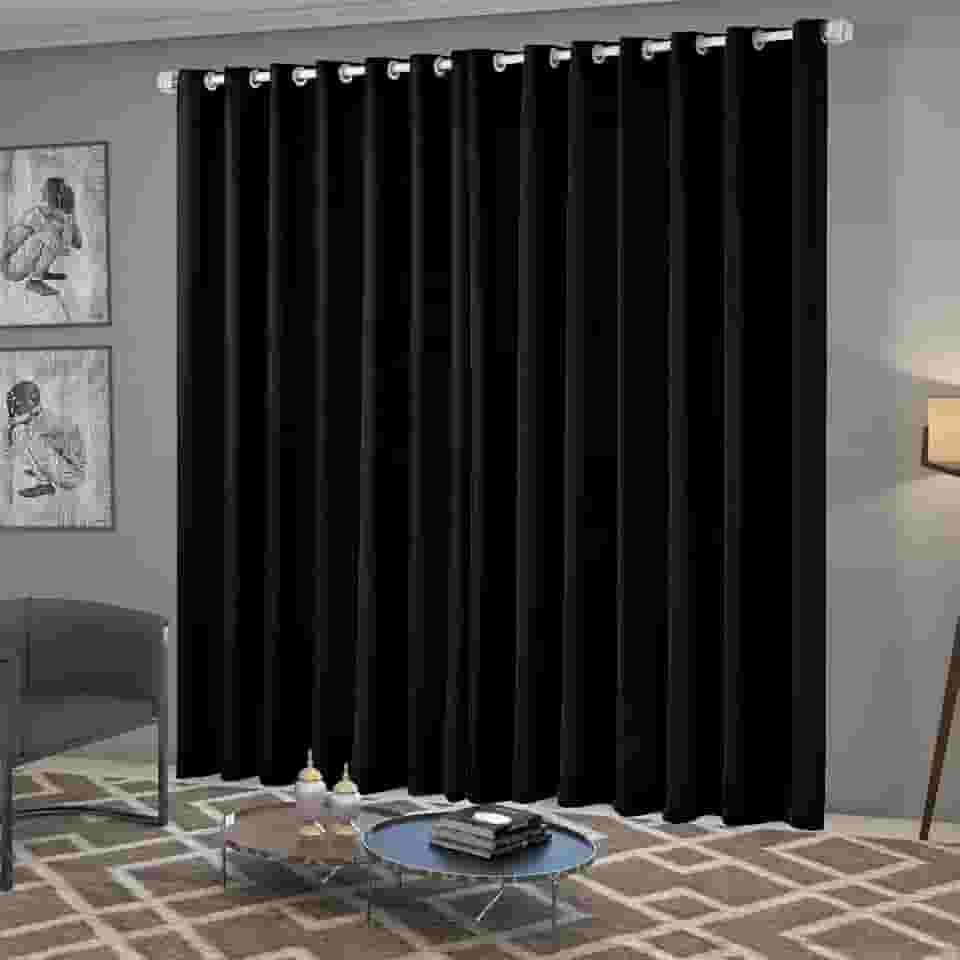 Cortina Blackout/Blecaute Quarto/Sala em Tecido 3,00m x 2,50m com Ilhós Cromado Solaris - Preto