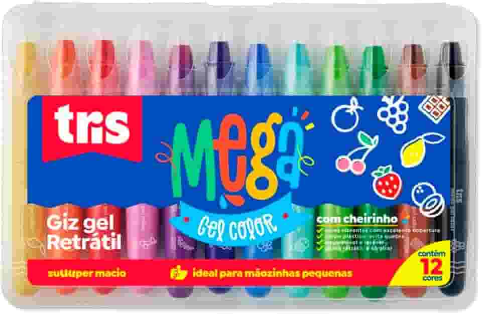 Giz De Cera Gizao Tris Retratil 12Cores Com Cheiro Estojo - 91709