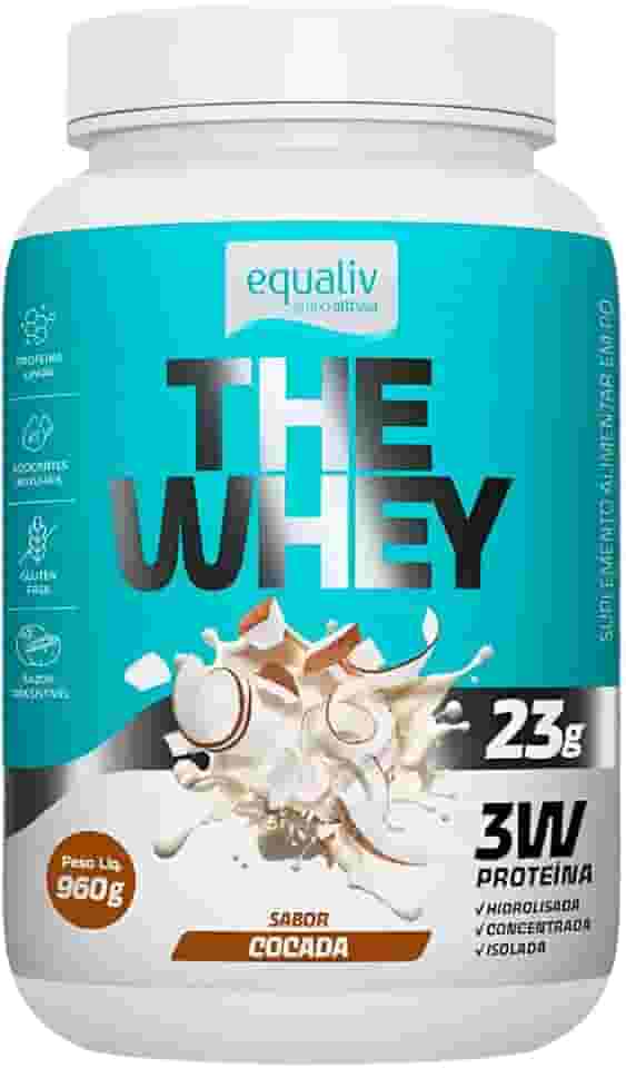Equaliv The Whey 960g – Whey Protein Concentrado, Isolado e Hidrolisado para Ganho de Massa e Recuperação Muscular – Sabor Cocada, Adoçado Naturalmente