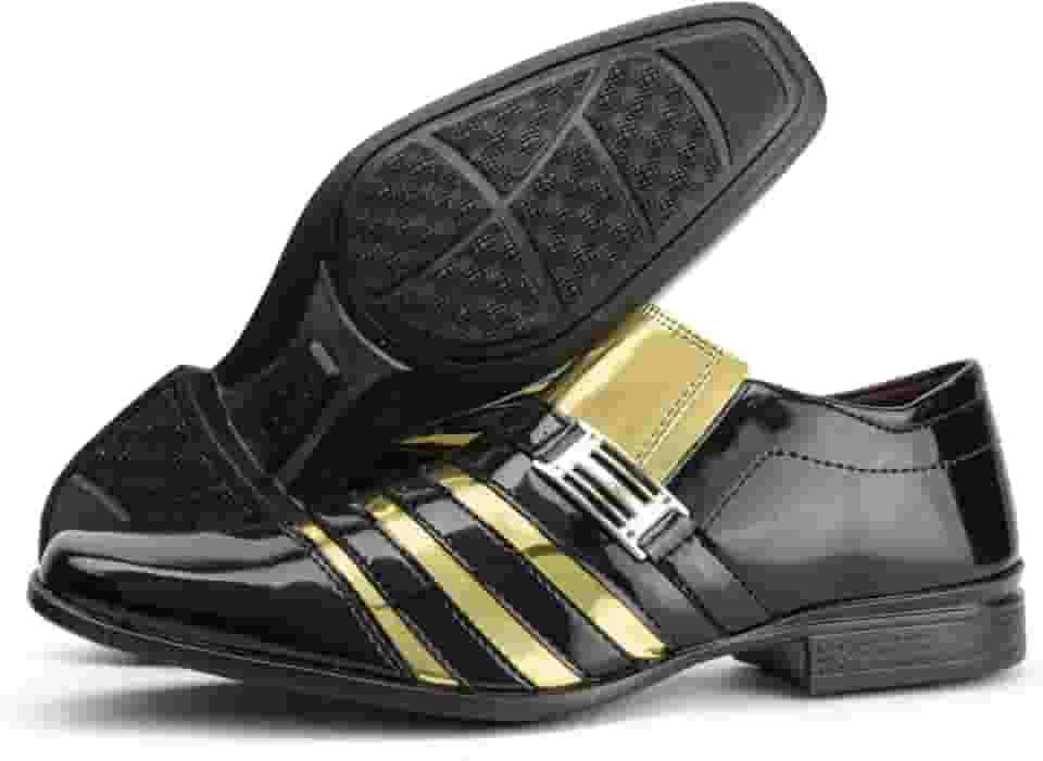 SAPATO SOCIAL MASCULINO GRJ SHOES PRETO COM DOURADO