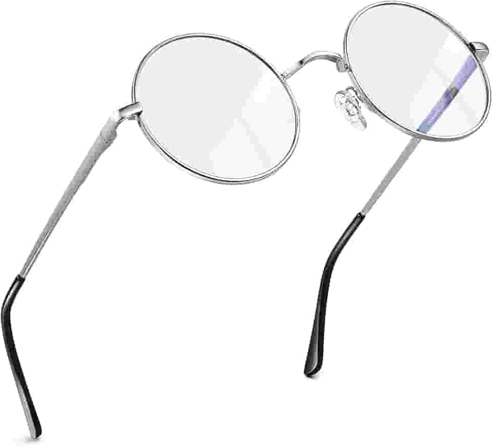 Joopin Óculos Anti Luz Azul Redondo Masculino Feminino Armação de Metal Circular Bloqueio de Luz Azul para Computador Gamer Jogos Tevê